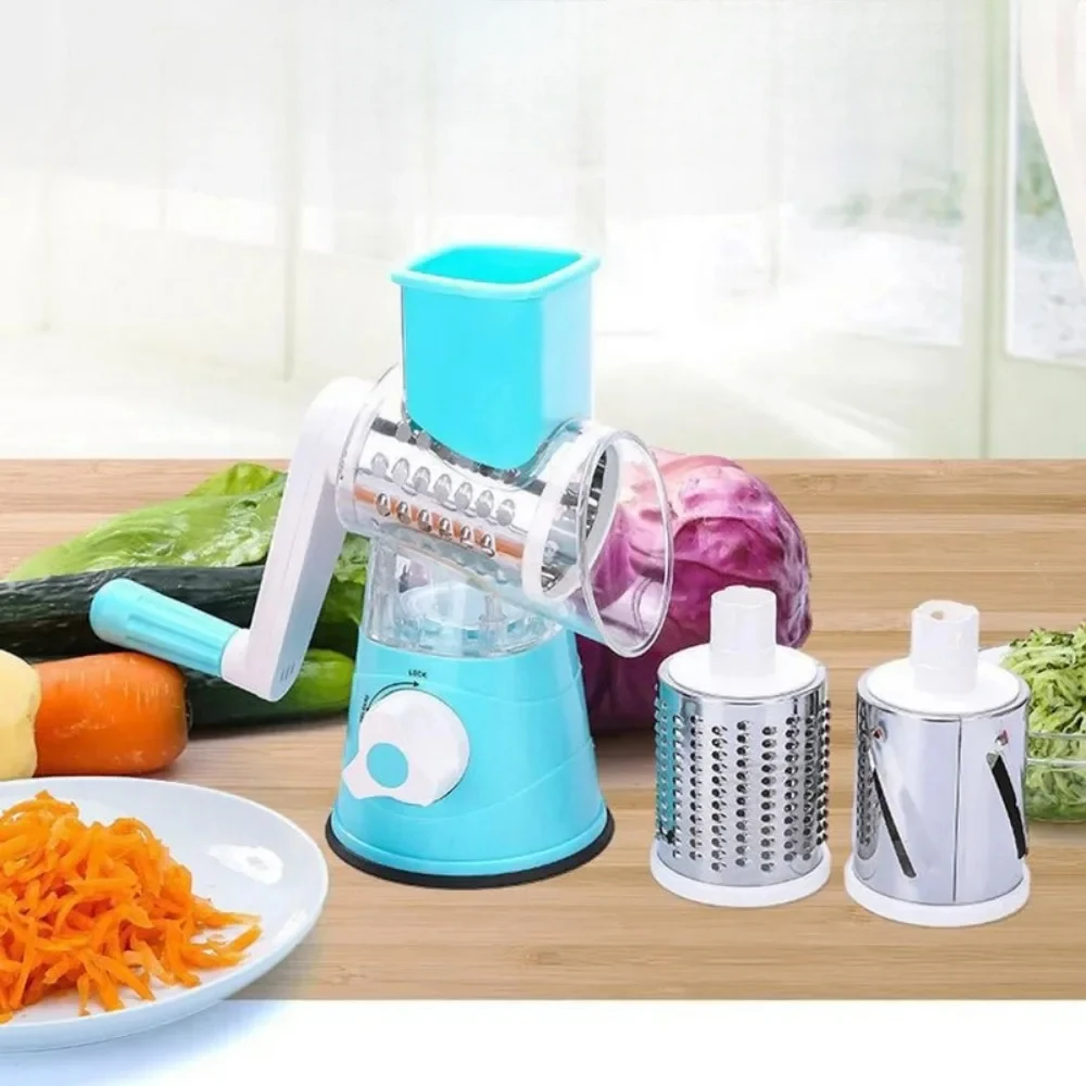 3 In 1 Slicing Grater Food Processor Blender Manual Rotary Cheese Grater Potato Slice Chopper Stainless Steel Kitchen Accessorie