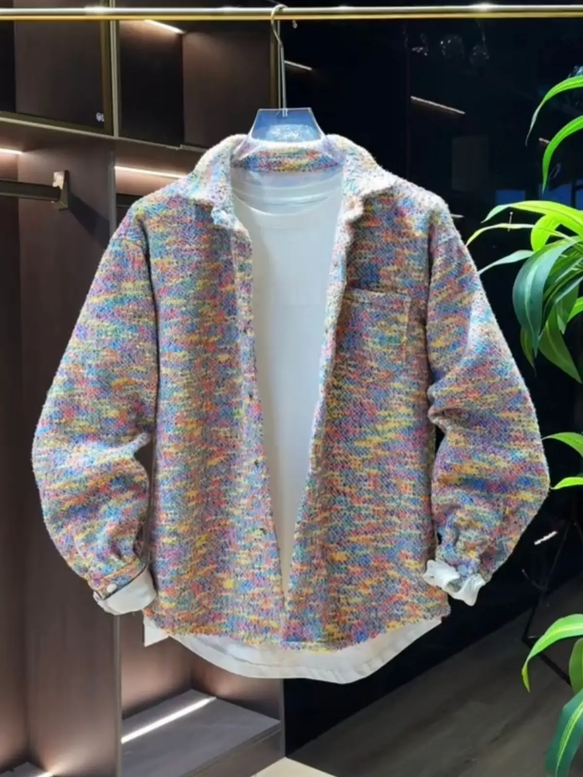 

Trendy Autumn Winter Color Woven Retro Small Fraance Sle Open Cardigan Collar Jaet Couple Sle Casual irt Jaet