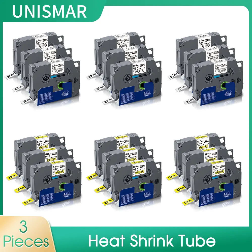 Tubo termorretráctil HSE231 HSe-231 HSe 231 221 211 631 241 251/5,8/8,8/11,7/17,7/23,6mm, Compatible con impresora Brother p-touch, 3 uds.