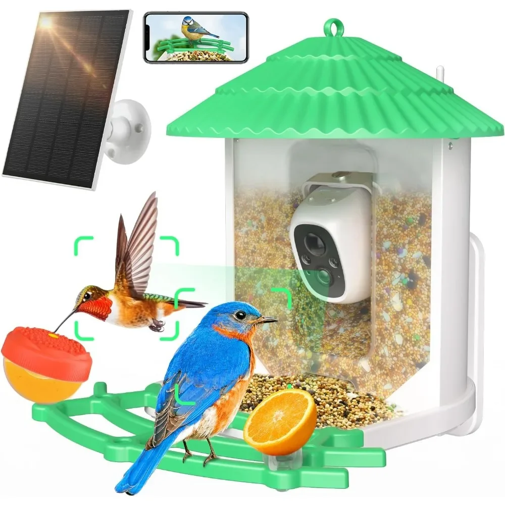 

Smart Bird Feeder with Camera, AI Identify 12,000+ Bird, 185°View Auto Detect & Notify, 2K Video & Night Vision Bird Watching