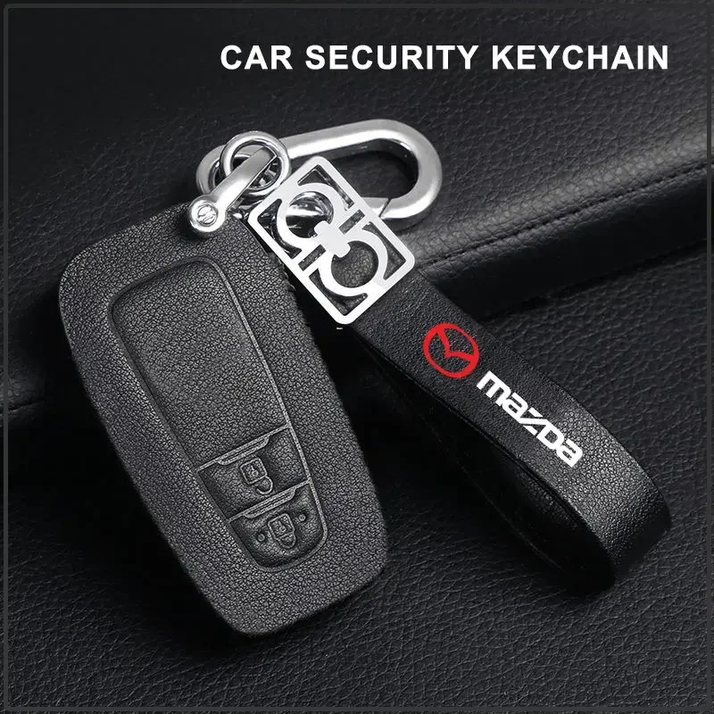 Metal/Leather Car Keychain Key Chain Ring Car Key Holder For Mazda 3 Alexa CX4 CX5 CX8 2 3 6 DJ BL BM GJ CX-5 CX5 Car Sticker