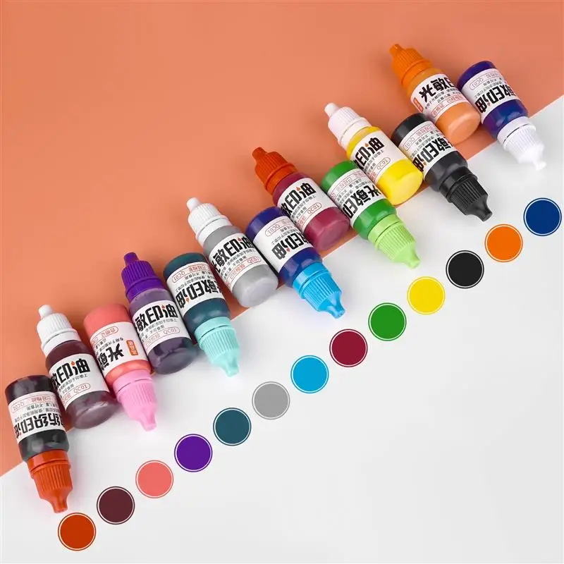 1pc 10ml Inkpad Flash Refill Fast Drying Stamping Ink Photosensitive Stamp Oil Gift Accessories For Rubber Stamp Office Wedding