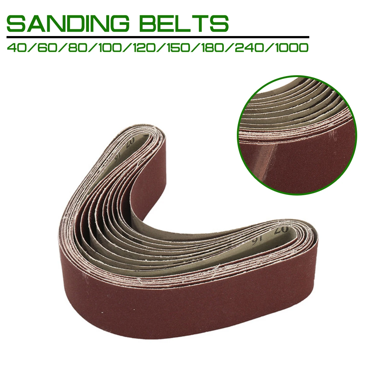 

10pcs 60 to 1000 Grit 30mm x 540mm Sanding Belts For Angle Grinder Belt Sander Attachment