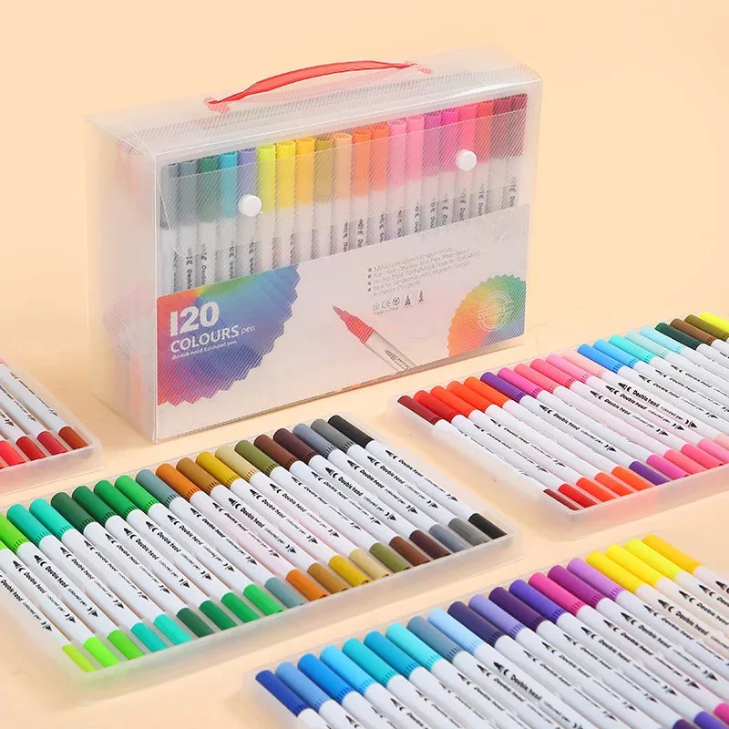 12/24/36/48/60Colors Double Head Markers Tip Art Supplies Drawing Brush Pen Colors Set For Gift Pens Pencils Writing Office Scho view 2
