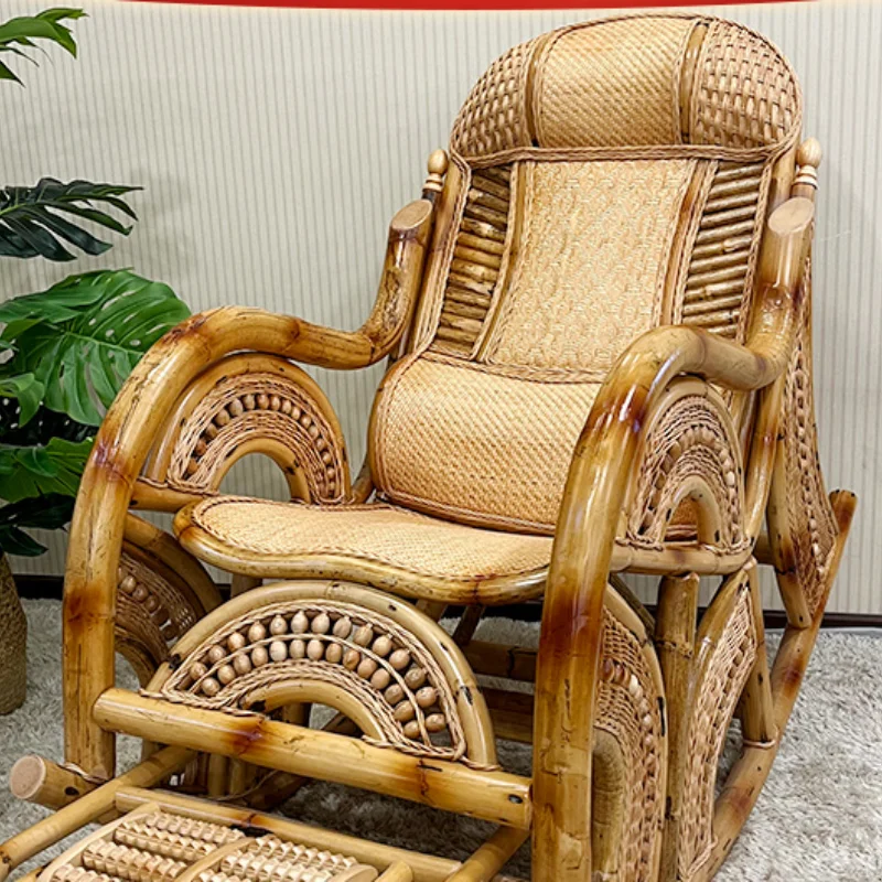 

Natural rattan handmade rocking chair, recliner, elderly chair