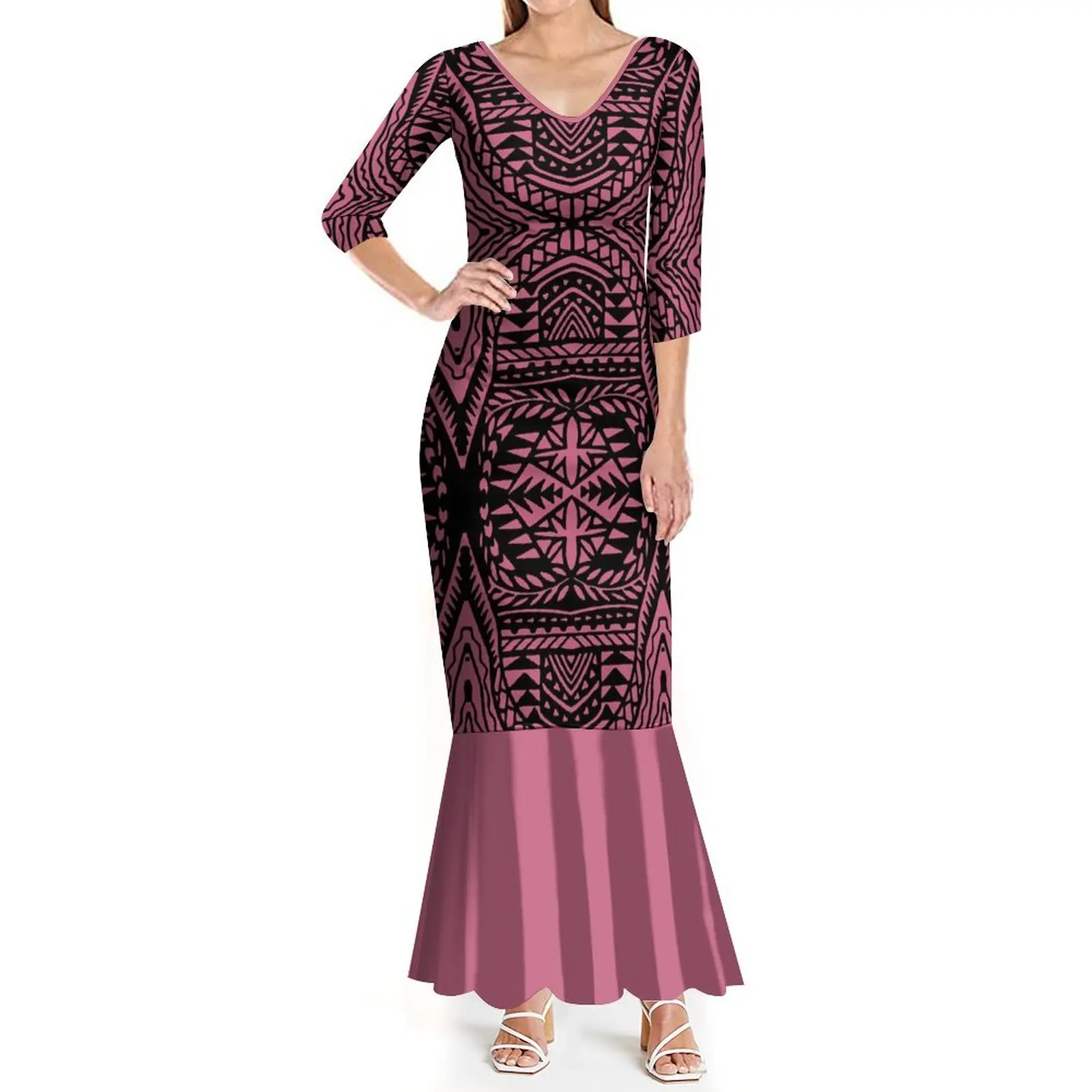 Custom Women'S Dress Samoan Clothing Polynesian Island Design Women'S Elegant Slim-Fit Fishtail Dress