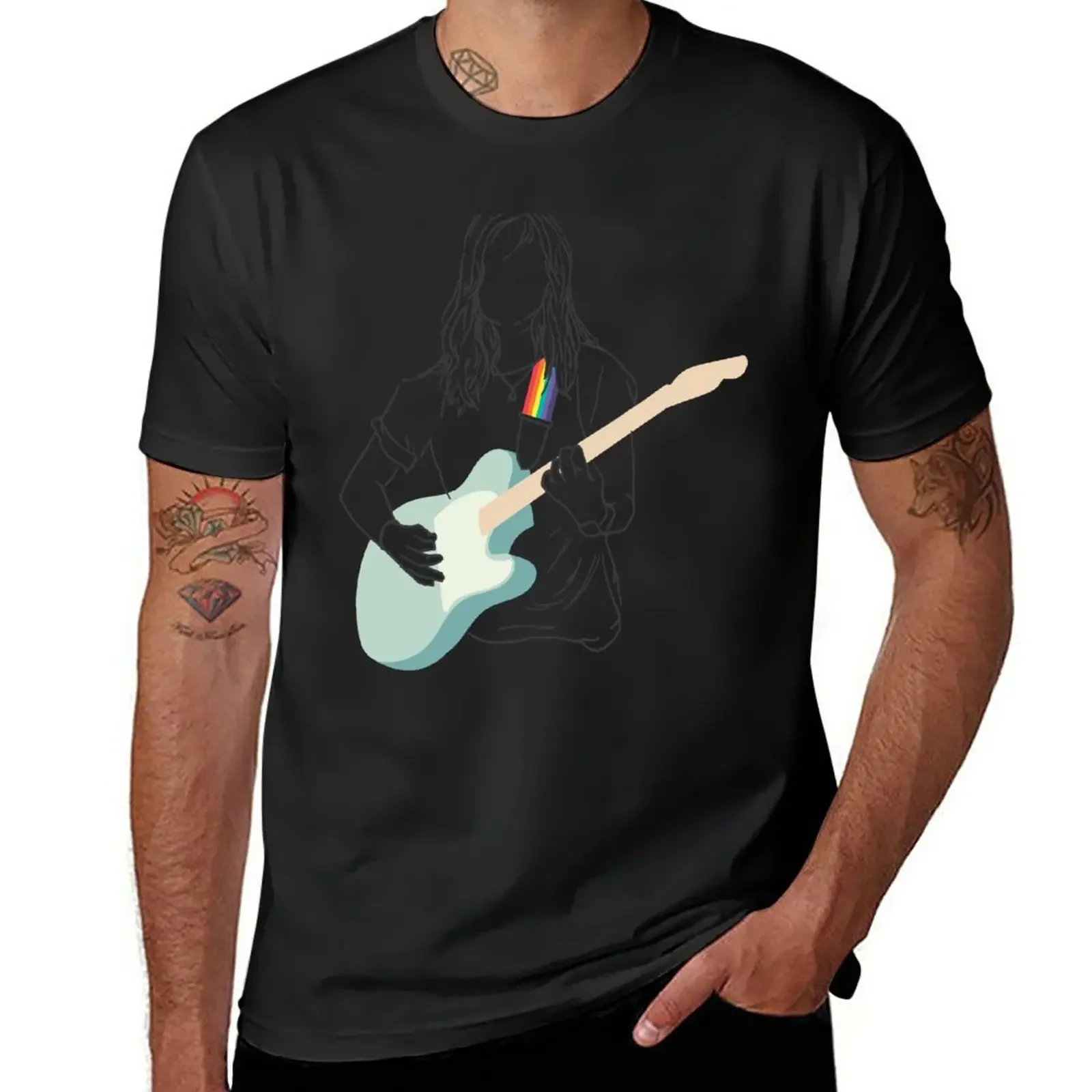 Julien Baker Dessin Trait Guitare Couleur T-Shirt anime tees for a boy heavyweight t shirts for men