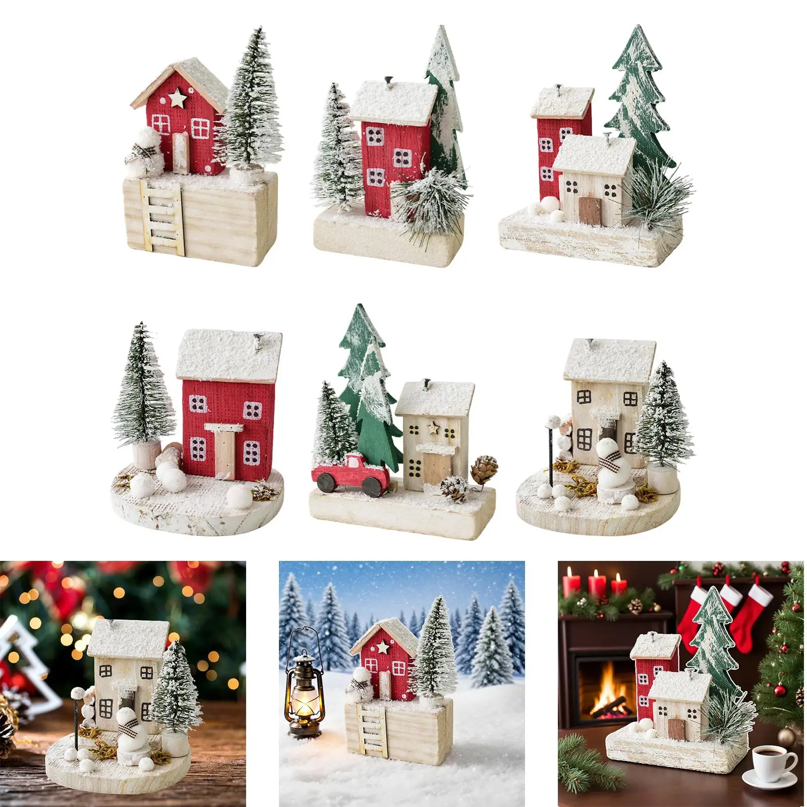 صغيرة عيد الميلاد قرية الثلج منزل الديكورات الشتاء سطح المكتب زخرفة مصغرة تمثال عيد الميلاد المشهد منزل لمكتب عباءة عطلة