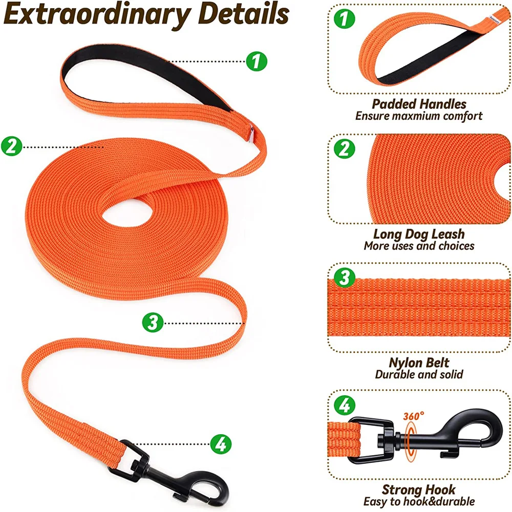 Nylon Dog Training Leashes Walking Pet Leash Long Lanyard Traction Rope for Small Large Dogs 4.5M 10M 15M Lead Item