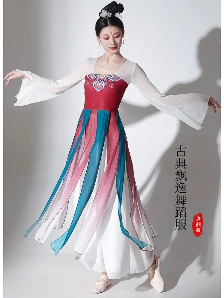 

Classical Dance Performance Clothes Women Elegant Chinese Style Ancient Style Adult Training Clothes Body Charm Gauze Clothes