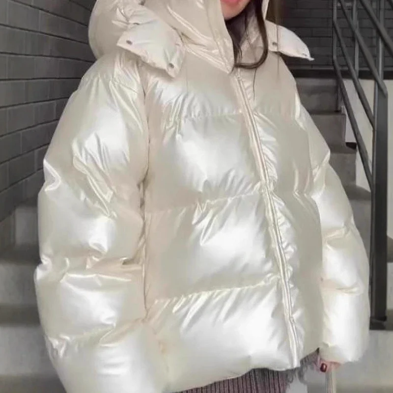 

2025 Autumn and Winter New Loose Versatile Glossy Removable Cotton Clothes Jacket Bread Clothes