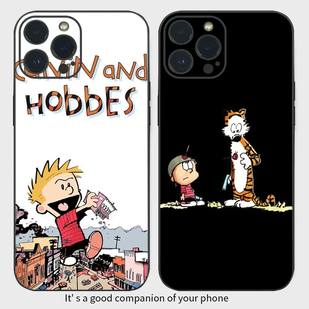 Cartoon C-Calvin And H-Hobbes Phone Case  For iPhone16 15 14 13 12 Mini 11 Pro XS Max X XR SE5 6 7 8 Plus Soft Silicone Cover