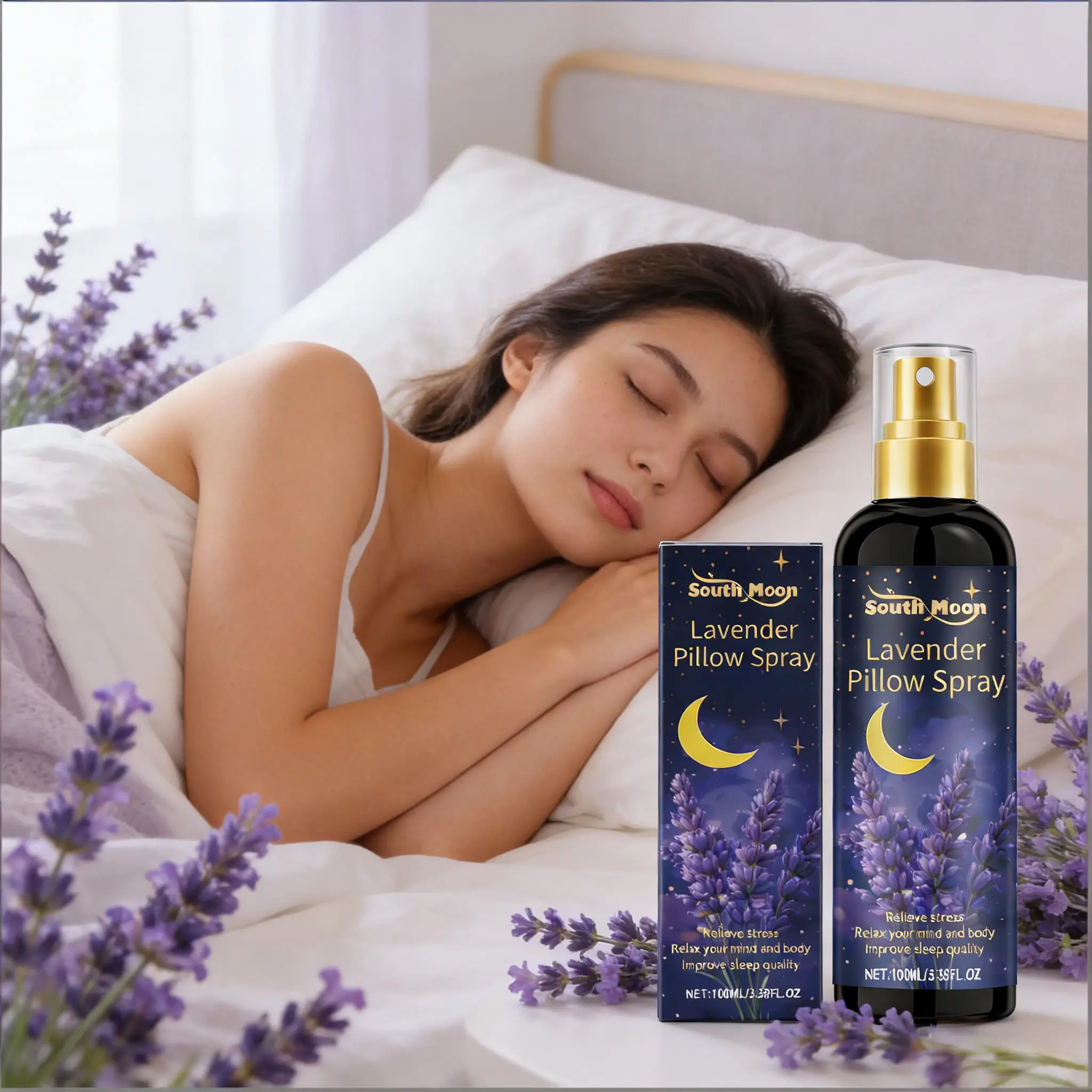 Sleep Spray Lavender for Pillows Relieve Anxiety Fall Asleep Improve Sleep Quality Natural Aromatherapy Body Relaxation Spray