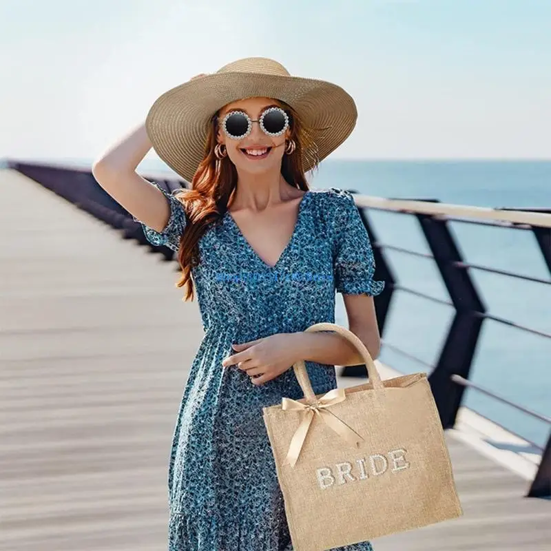 

P88B Wedding Straw Bags Bachelorette Party Honeymoon Decorations Accessories