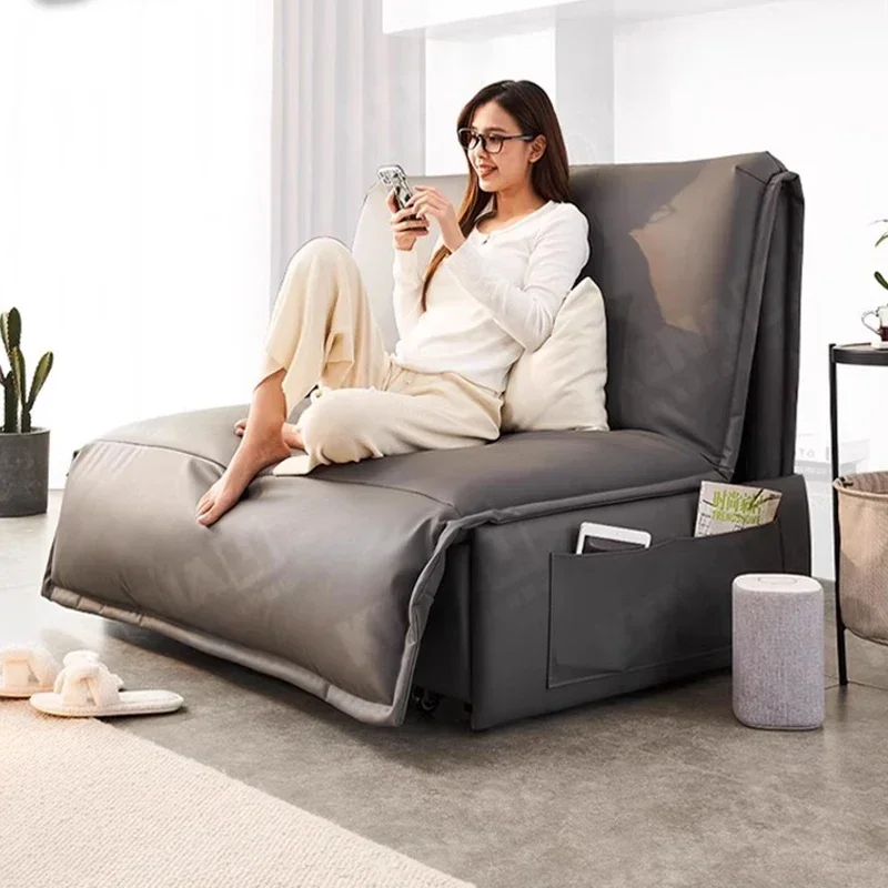 

Nordic Leather Living Room Sofas Foldable Modern Electric Recliner Sofa Bed Lazy Simple Design Home Furniture Sofá Na Sala LLLS