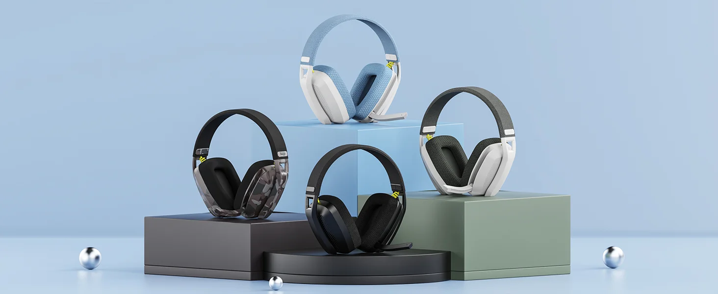BINNUNE BW06 Bluetooth-Headsets Gamer mit Mikrofon, kabellos, 2,4 GHz, Gaming-Kopfhörer mit Mikrofon für PS5, PS4, PC, Mac, Playstation – Detail 1