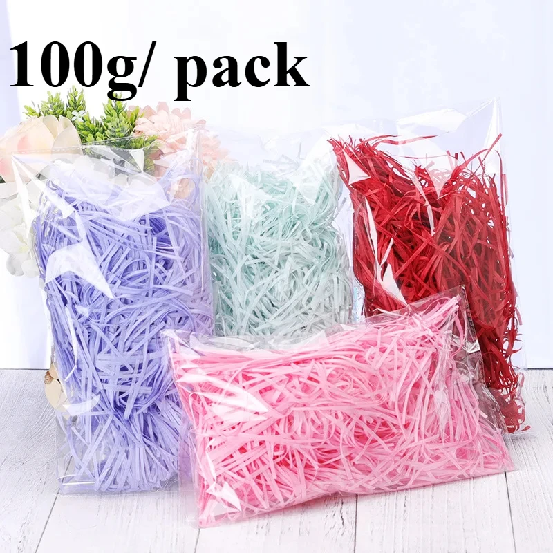 100G/Pack Colorful Shred Crinkle Paper Raffia Shredded Confetti Birthday Gift Filling Material Wedding Party DIY Packaging Decor