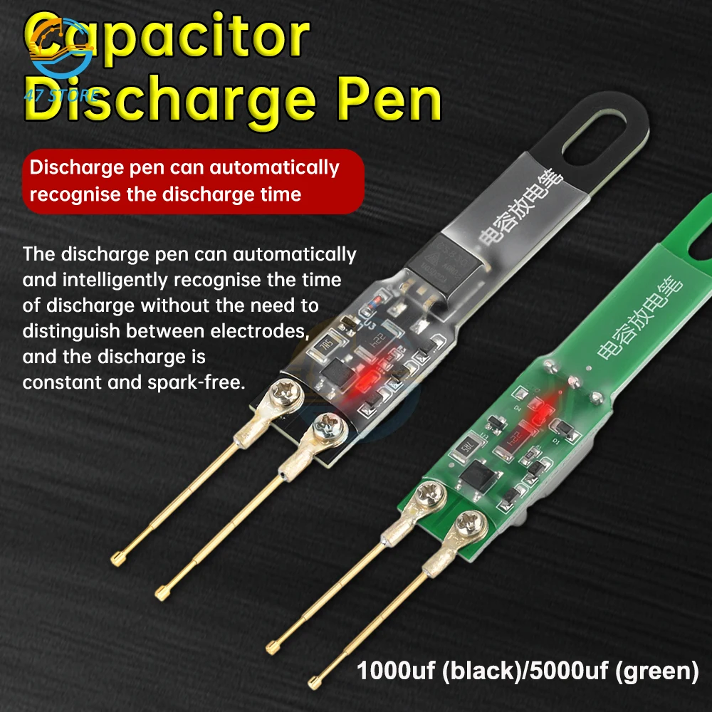 1000UF/5000UF Capacitor Discharge Pen Capacitor Discharge Tools Fast Discharge With LED Indicator Light Electronic Repair