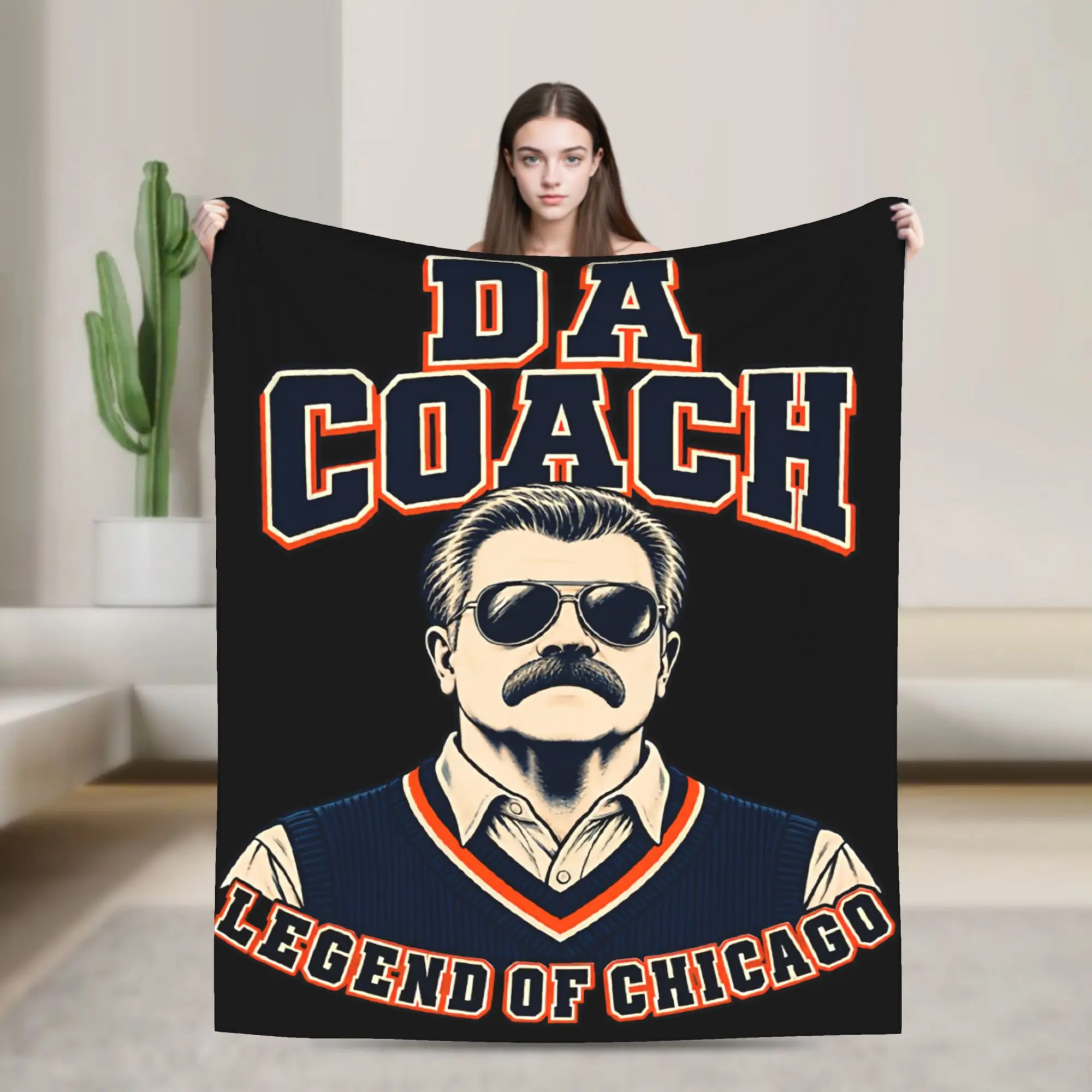 Mike-Ditka Da-Coach Legend Portrait Knitted Blanket   Flannel Throw Blankets Bed Sofa Decoration Lightweight Bedsprea