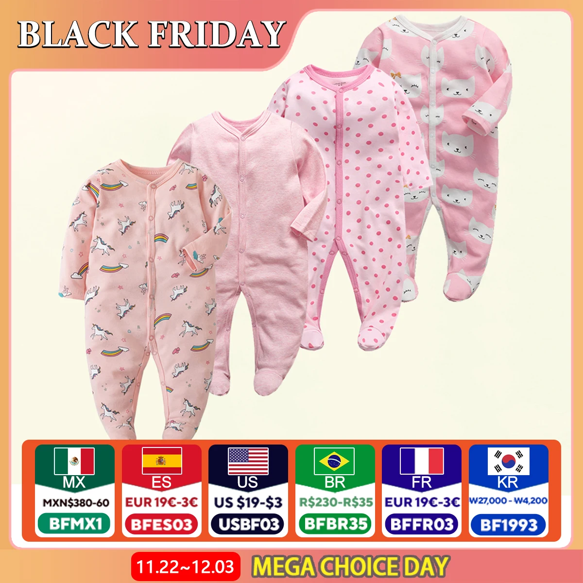 Four Seasons 0-12 Months Infant Clothing Pajamas Overalls Baby Rompers 100%Cotton Soft Newborn Girls&Boys of Long Piece Playsuit