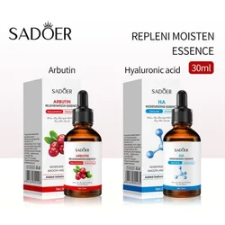 SADOER Arbutin Face Serum Hyaluronic Acid Essence Moisturizing Hydrating Brighten Shrink Pores Nourishing Serum Skin Care 30ml