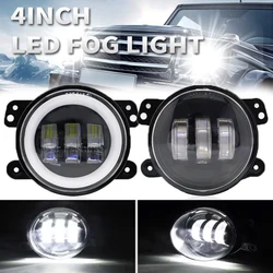 NLpearl 4 Inch LED Fog Lights Round LED Daytime Running Lamp with White Amber for Jeep Wrangler JK LJ Dodge Journey Magnum ATV