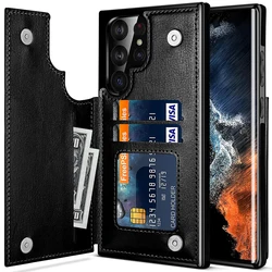 Leather Case For Samsung Galaxy S23 S22 S21 S20 FE S10 S9 S8 Note 20 10 9 8 Ultra Plus Card Slots Stand Holder Phone Bag Cover