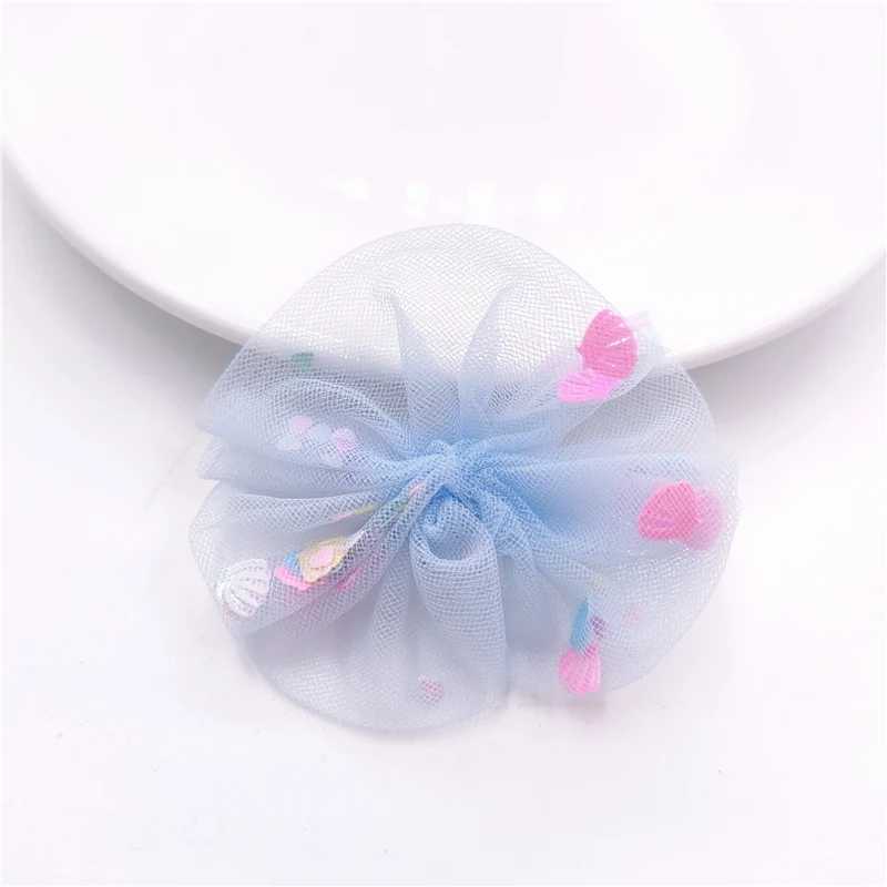 30Pcs Mesh Flower Applique per fai da te Baby Hair Clip Hat Headwear artigianato patch Decor Ornament accessori di abbigliamento