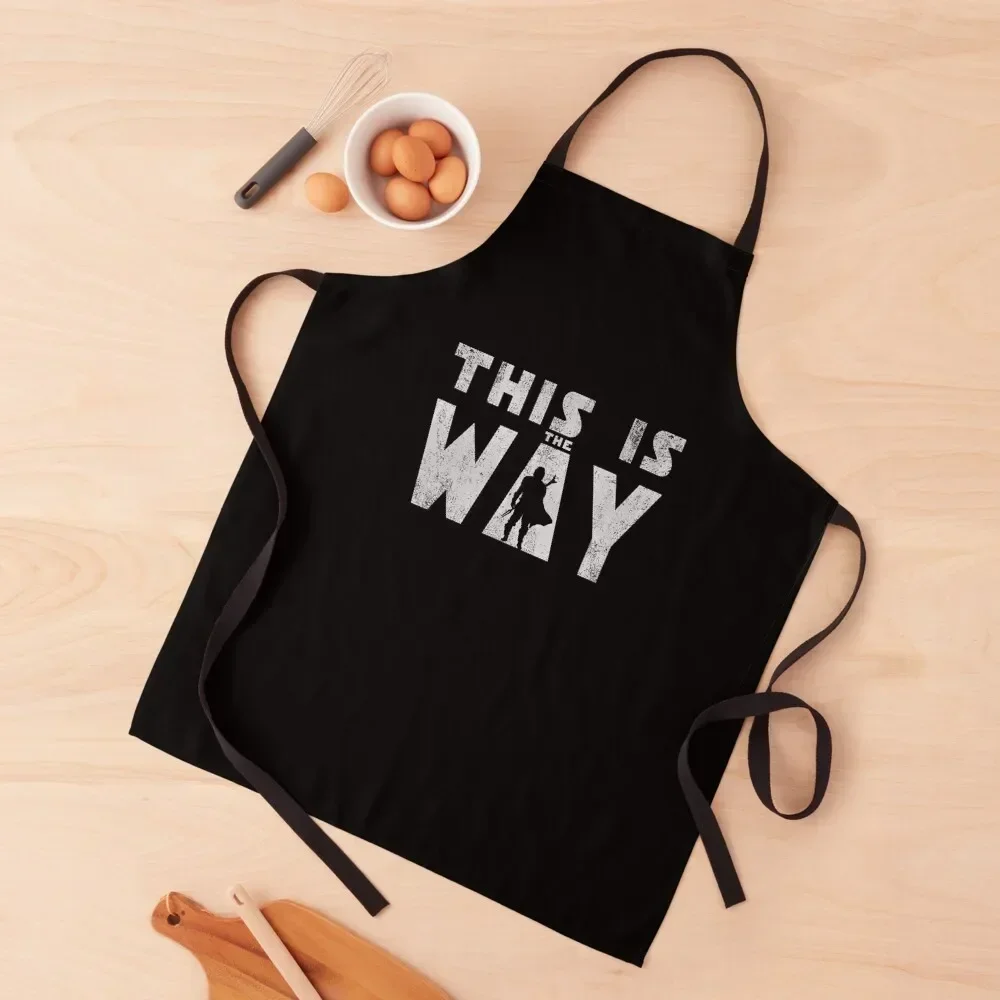 

this is the way mando retro grey Apron Bib For Kitchen Woman Work Waterproof Apron