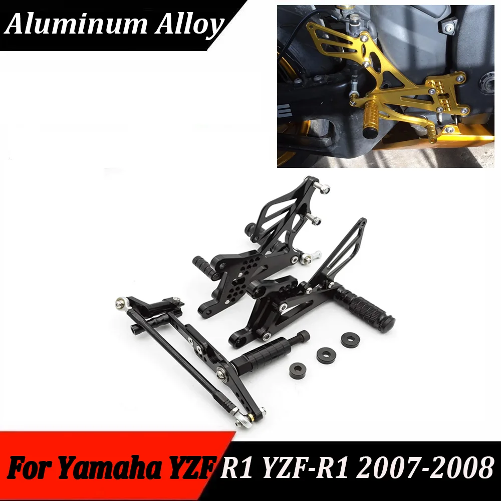 

Motorcycle CNC Rearset Adjustable Footpeg Footrest Rear Set Foot Peg Pedal Rearsets For Yamaha YZFR1 YZF R1 YZF-R1 2007-2008