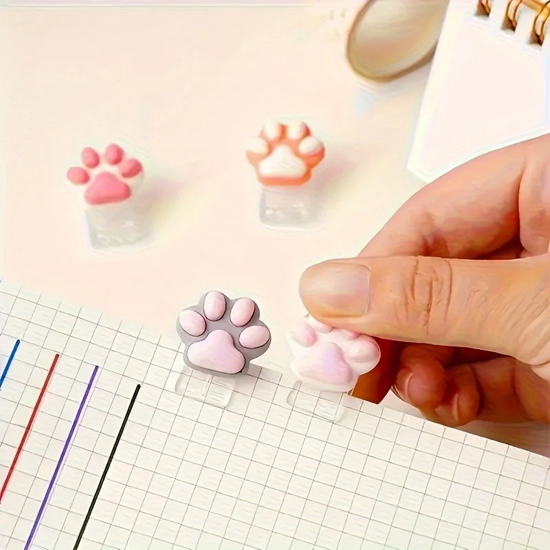 Niedlicher Cartoon-Katzenpfoten-Mini-Ordner - Kawaii Lesezeichen-Journal-Clip Büro-Accessoires Schreibwaren-Clip
