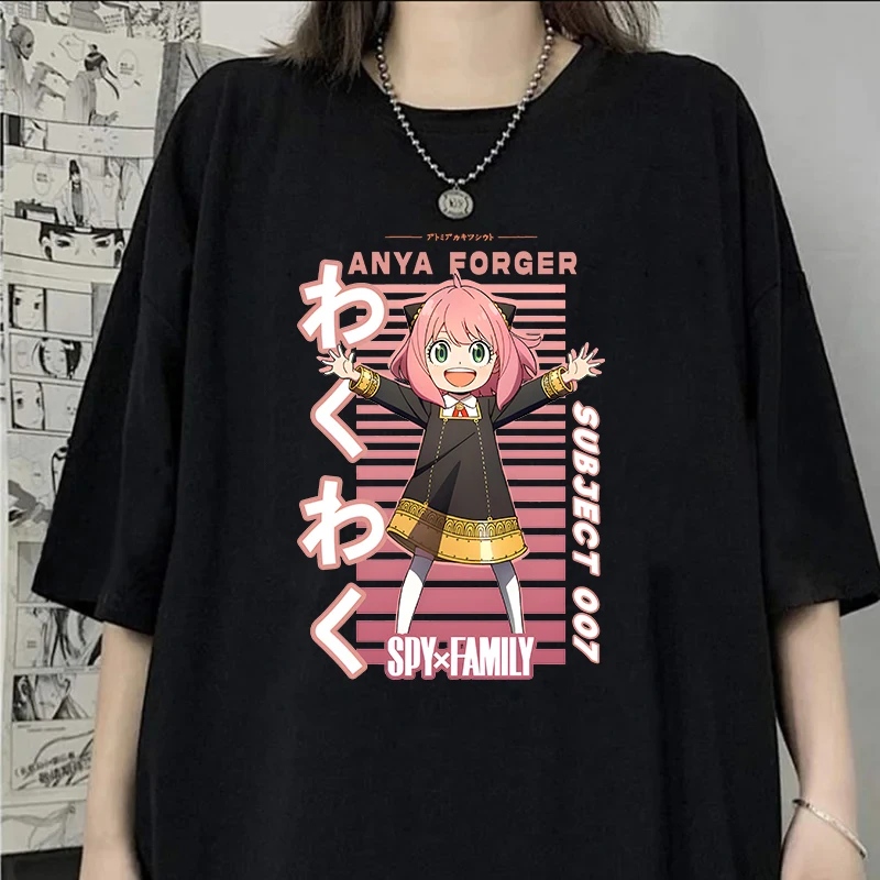 Hot New Anime Anya Forger Printing T-shirt Women Summer Fashion Tees Round Neck T-shirt Anime Short Sleeve Shirt