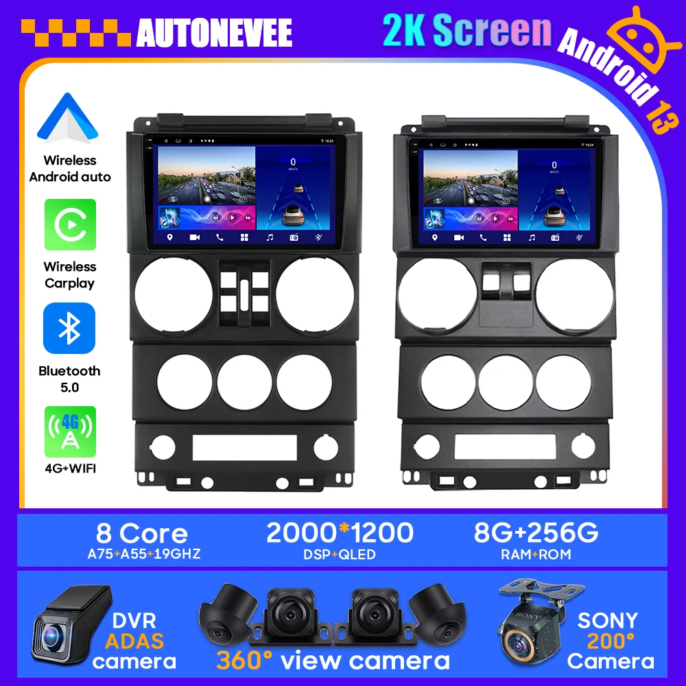 

Автомагнитола 2 din для Jeep Wrangler 3 JK 2008-2010, мультимедийный DVD-проигрыватель с GPS-навигацией и экраном