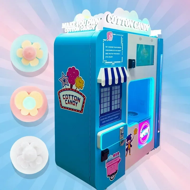 Hot Sale 2024 Automated Cotton Candy Machine Pink&Blue Custom Candy Floss Maker