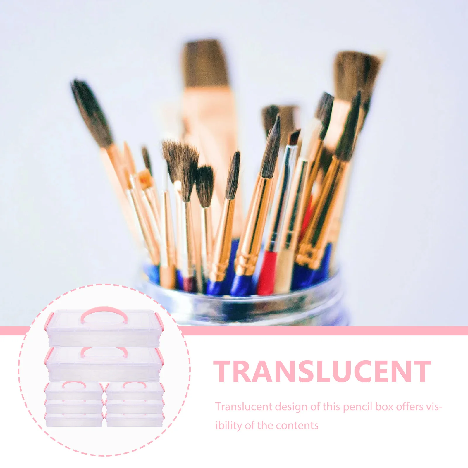 

8Packs Plastic Pencil Case Storage Boxes Stackable Large Capacity Translucent SpaceSaving Students OfficeWorkers