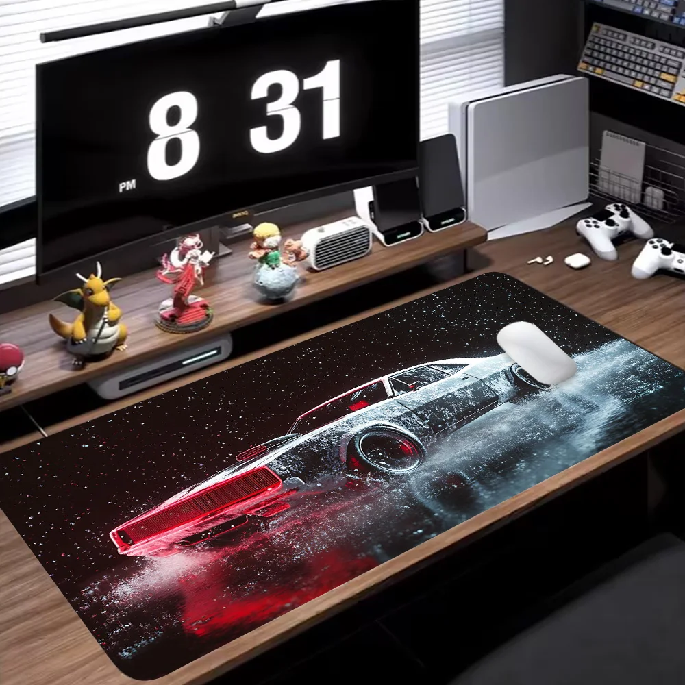 Vintage Racing Car Mouse Pad Large Gaming Desk Pad With Stitched Edge Non-Slip XL Mousepad Rubber Base Desk Pad for Office Home