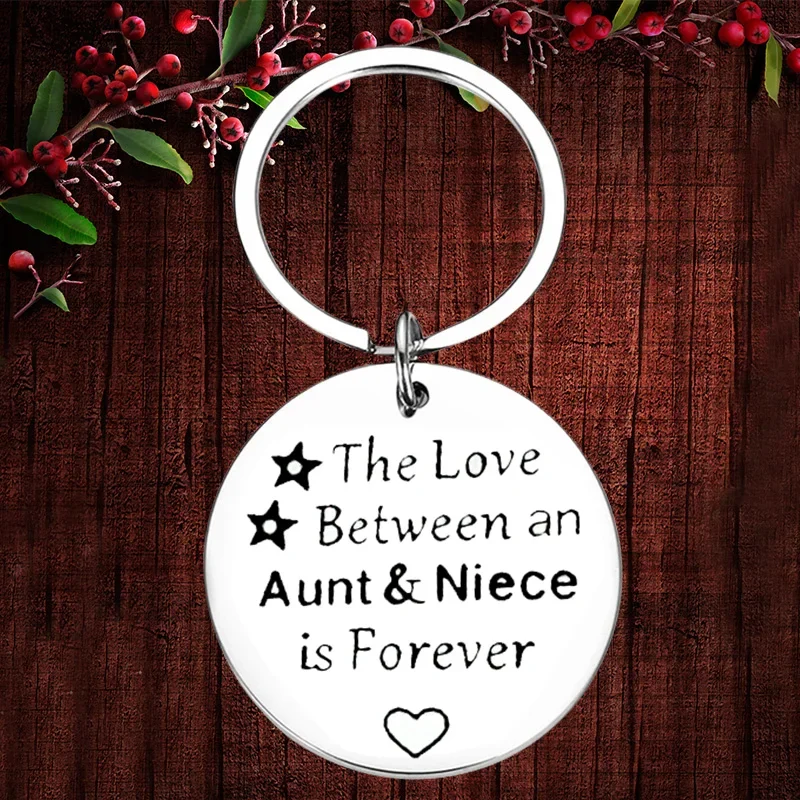 Charm Aunt Keychain Pendant Niece Aunt Birthday Christmas Gifts Key Chain Keyring The Love Between Aunt and Niece Is Forever