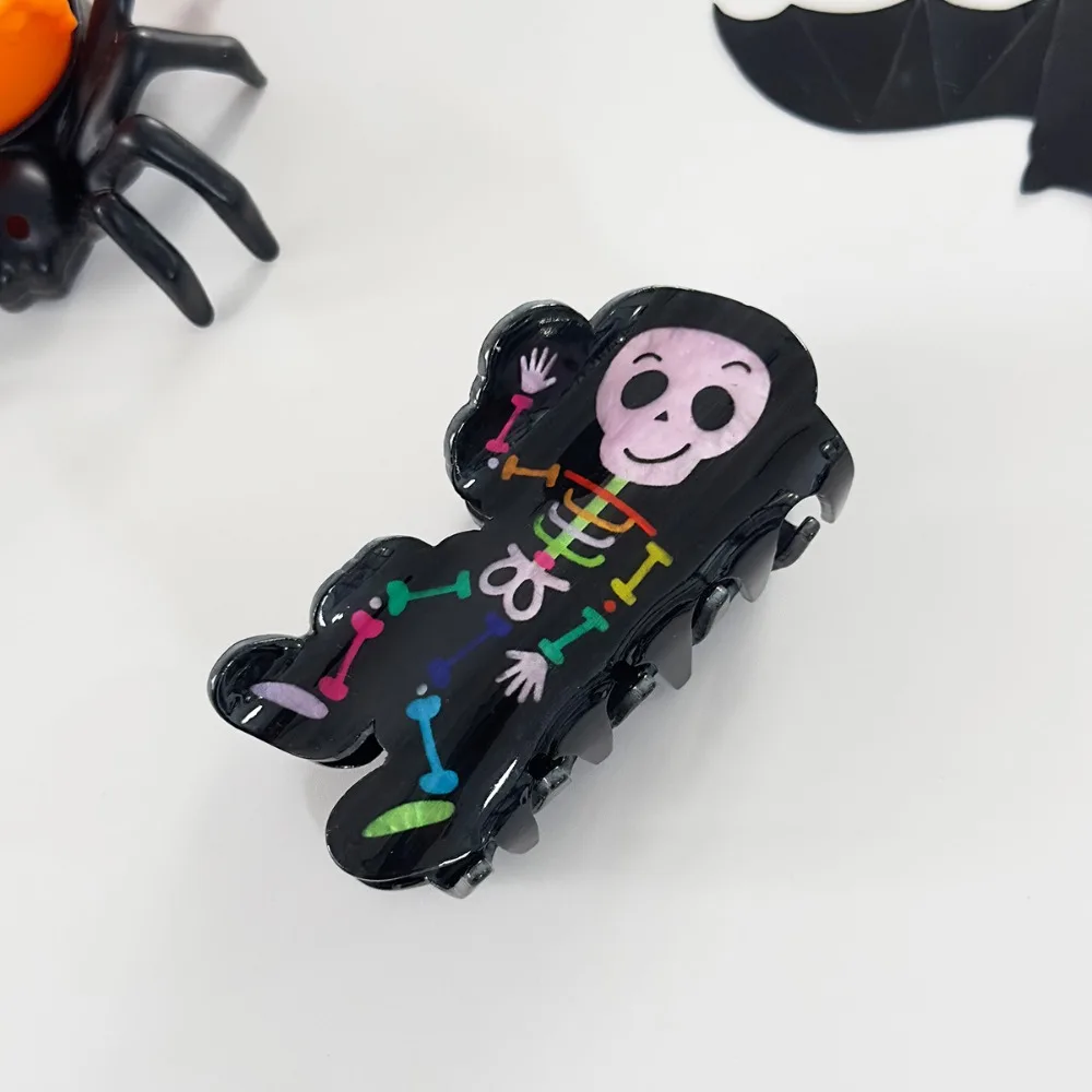 

Headwear Acrylic Halloween Hair Claw Ghost Spider Halloween Themed Gripper Hair Clip Bat Skeleton Shark Clip Women