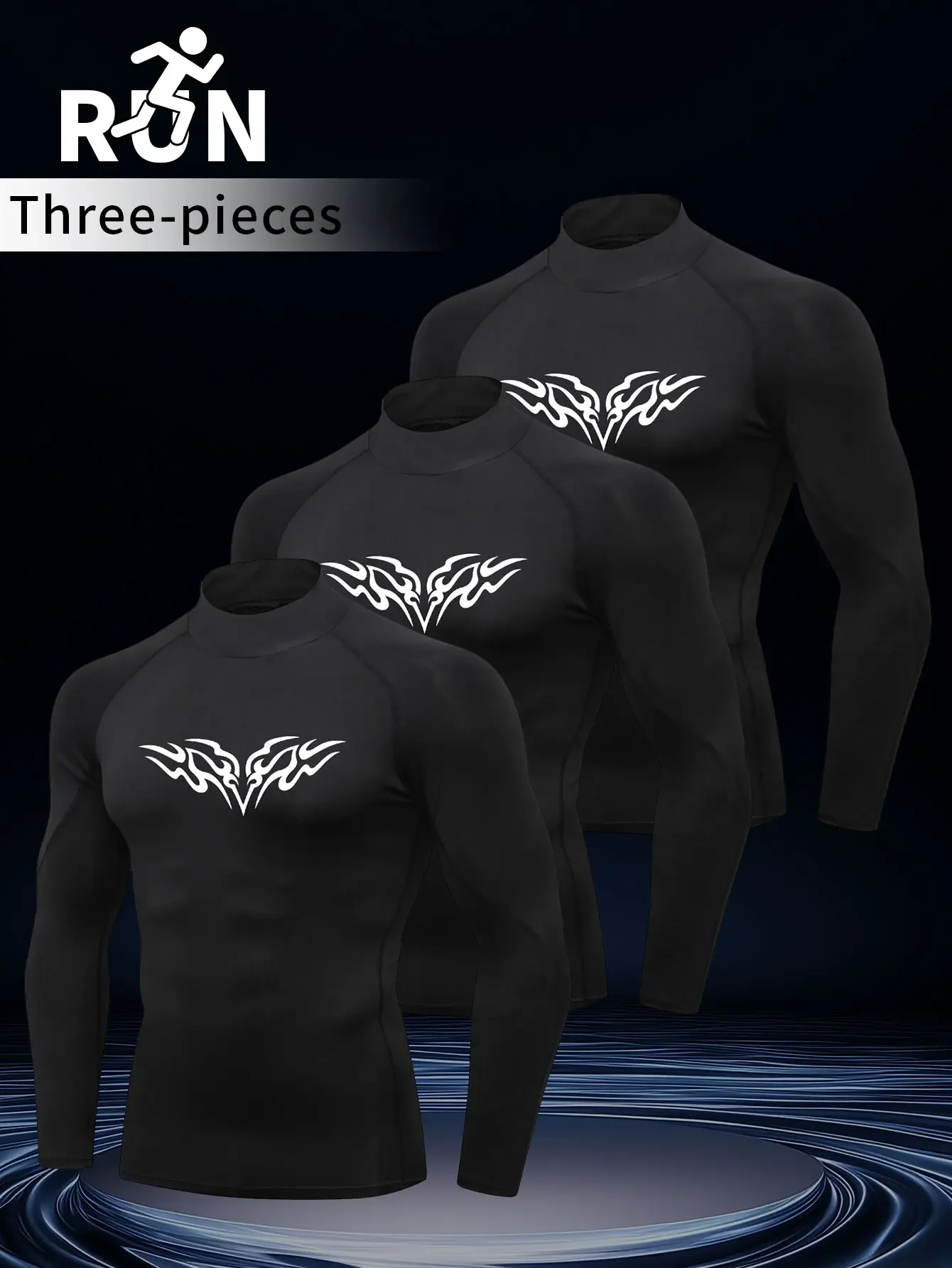 

3PCS,Quick-drying tight-fitting men's autumn high-elastic and breathable long-sleeved basketball training suit for running