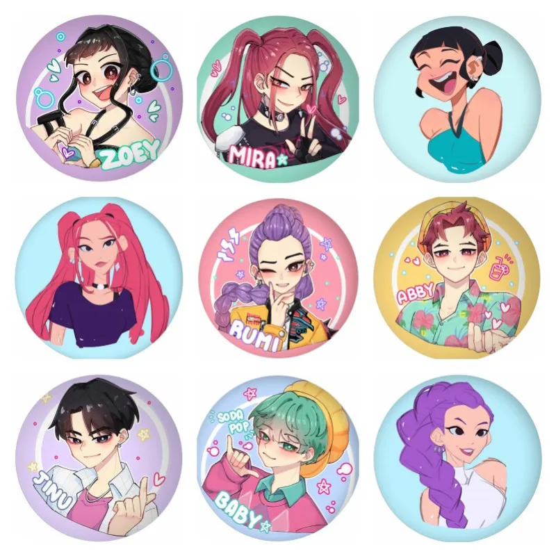 

Demon Movie Hunters Huntrix Saja Boys Derpy Sussy Anime Badge Soft Button Lapel Pin Brooch Decoration Gift 58mm