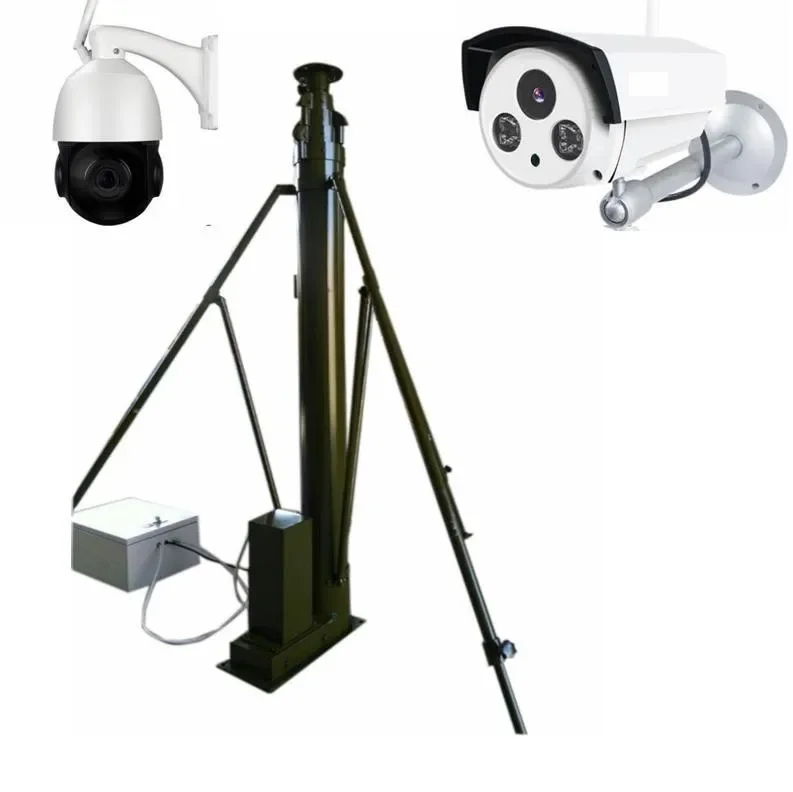 

telescopic 10m cctv security camera mobile motorized mast pole with tripod