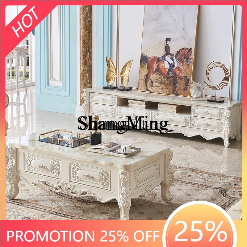 

CL high-end living room TV cabinet combination small apartment solid wood court tea table