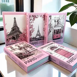 Pink Home Decor Fake Book Storage Box Luxury Perfume Morris Flowers Paris Tower Decorative Coffee Table Books Faux Livre Bedroom
