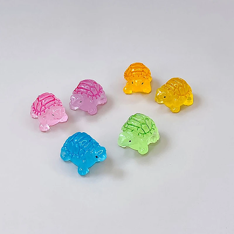 1/6 Pcs Cartoon Luminous Little Turtle Ornament Lifelike Decorative Stereoscopic Pendants Mini Landscape Decoration Ornament