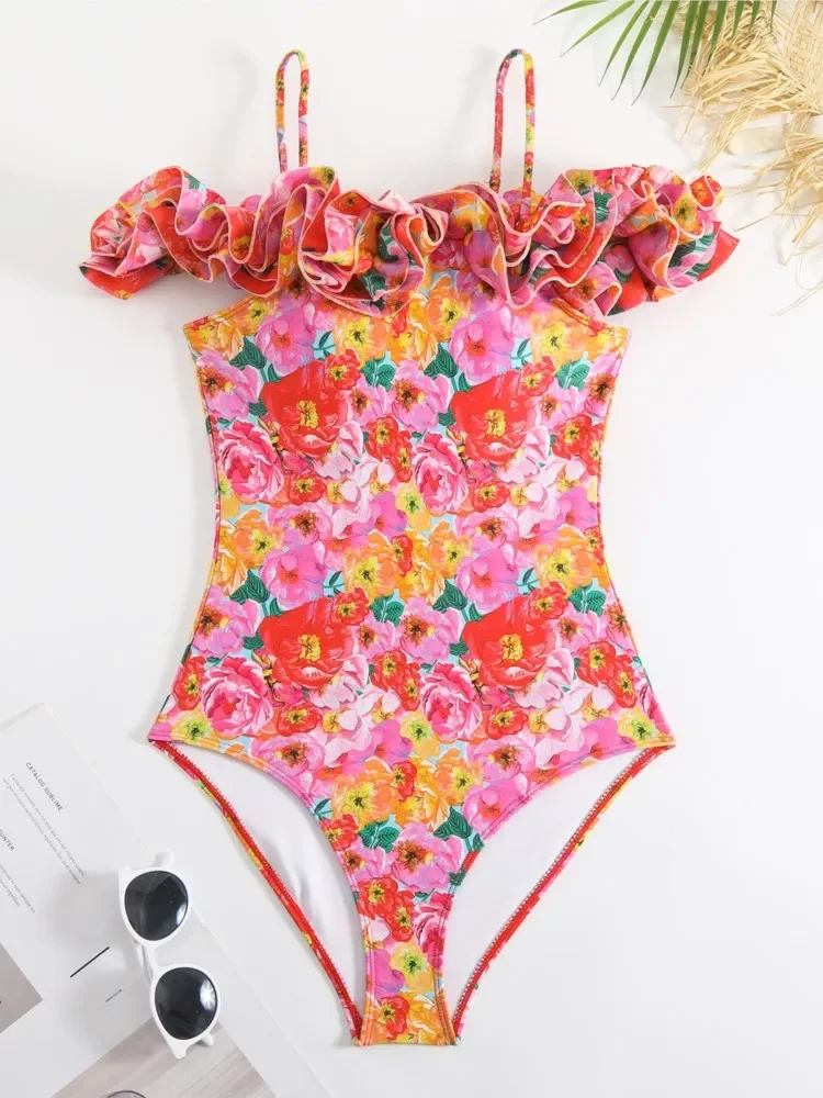 Bikini Retro estampado, traje de baño de una pieza a la moda y cubierta con falda ajustada, vendaje para mujer, playa de verano, elegante de lujo