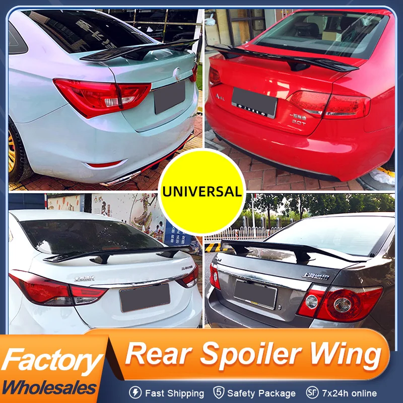 

Universal Car Spoiler Wing For Sedan Cars SI Style Sport Free Drilled Install 135CM Black Carbon White Color Tuning Accessories
