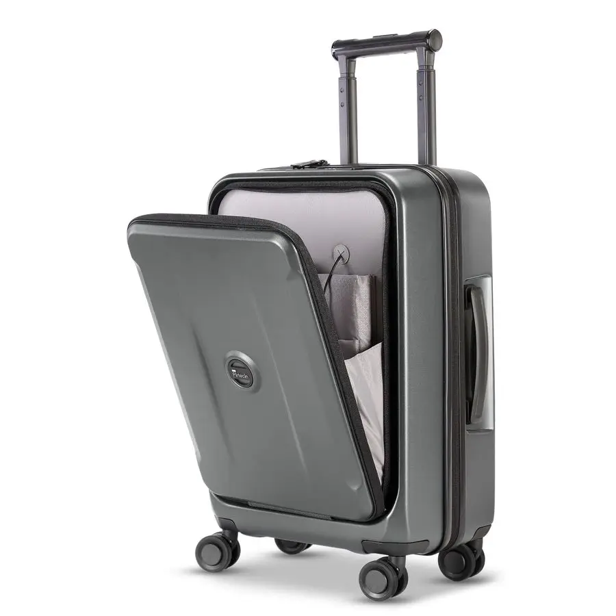 フロントポケットとUSBポート付き、PC対応ハードサイド20インチスーツケース、スピナーホイールと内蔵TSAロック付き、耐久性のある軽量