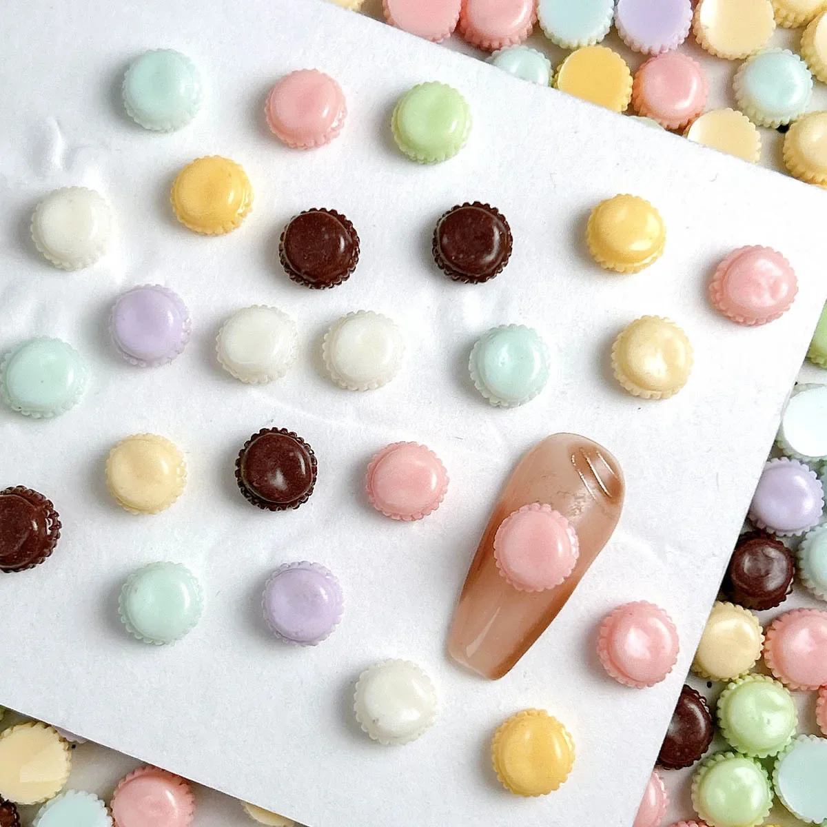 100Pcs 3D Mini Macaron Nail Charms - Sweet Resin Dessert Decor for Kawaii Manicures
