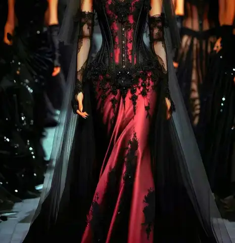 10 best sales svarta och röda brudklänningar - №10