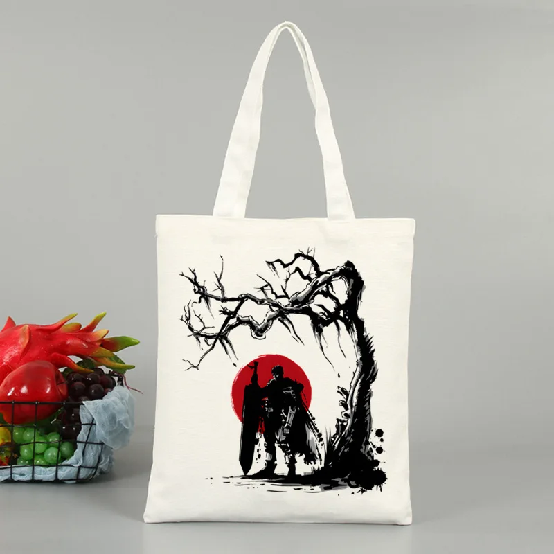 Berserk Griffith buds Manga Anime giapponese Warrior Sword Men Tote Bag borse di tela Unisex borse per la spesa borsa a tracolla Casual